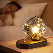 CubeGlow – Modern Ice Cube Table Lamp with Wood Base
