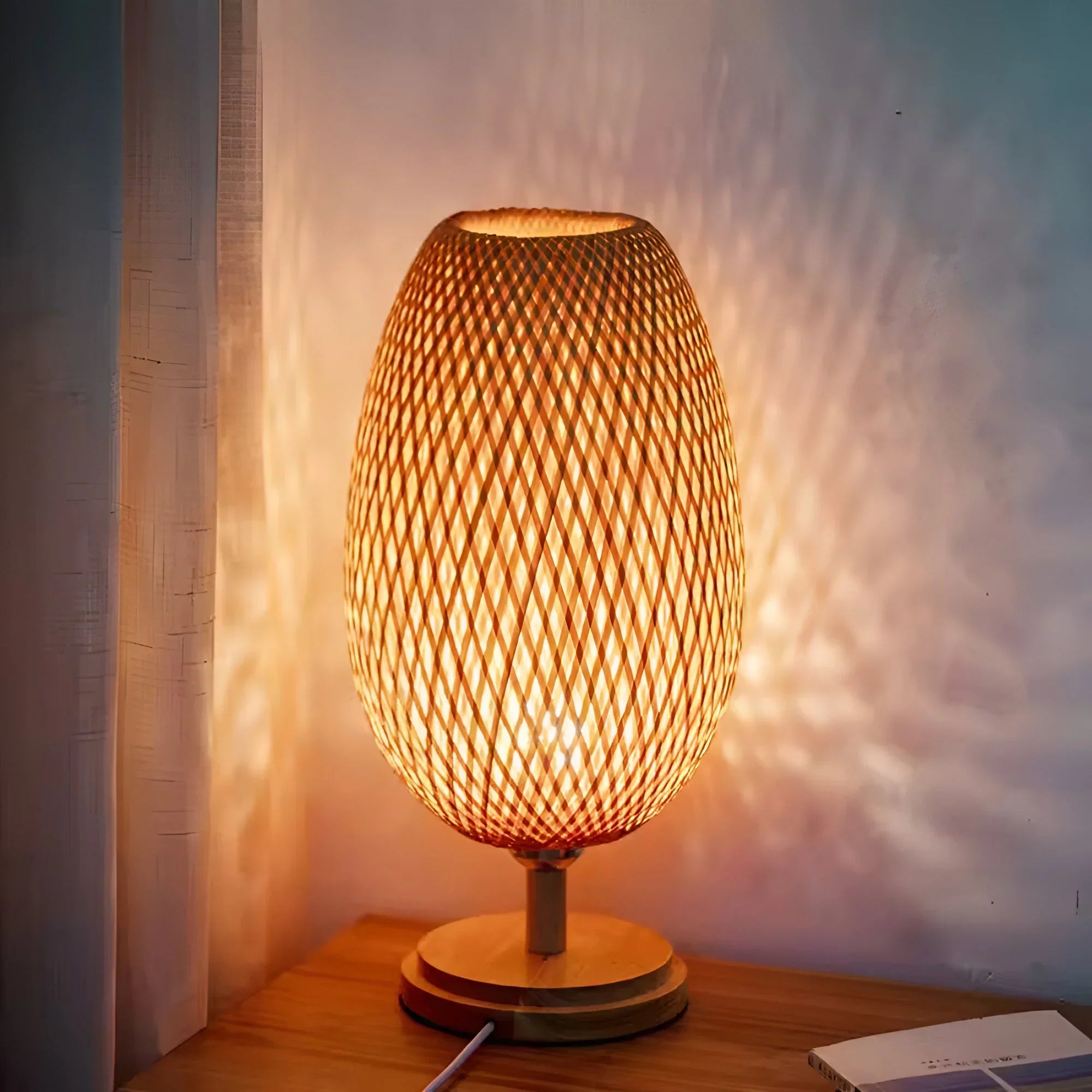 BambooGlow – Handwoven Rattan Table Lamp