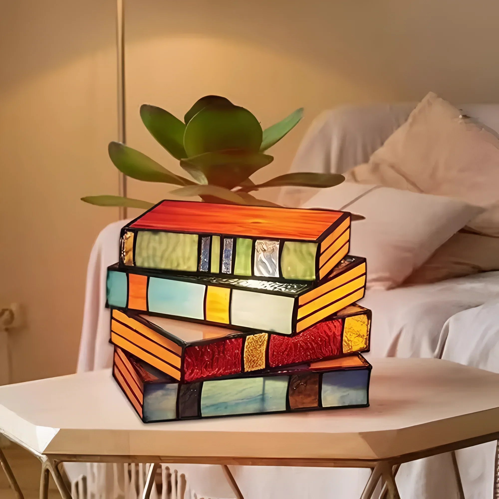 BookGlow – Stacked Books Mosaic Table Lamp