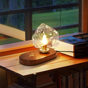 CubeGlow – Modern Ice Cube Table Lamp with Wood Base