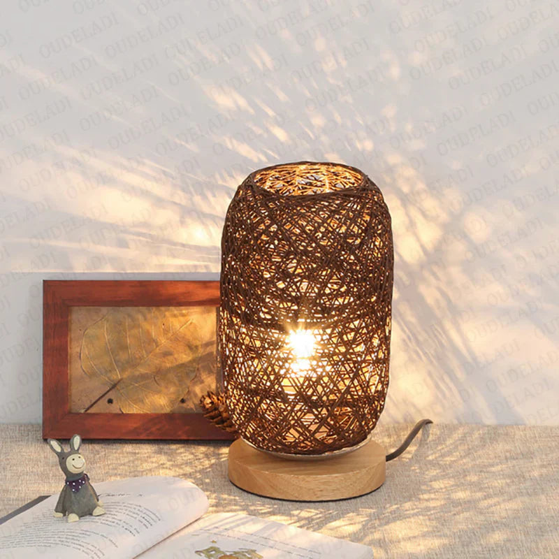 RayaGlow – Handcrafted Rattan Table Lamp