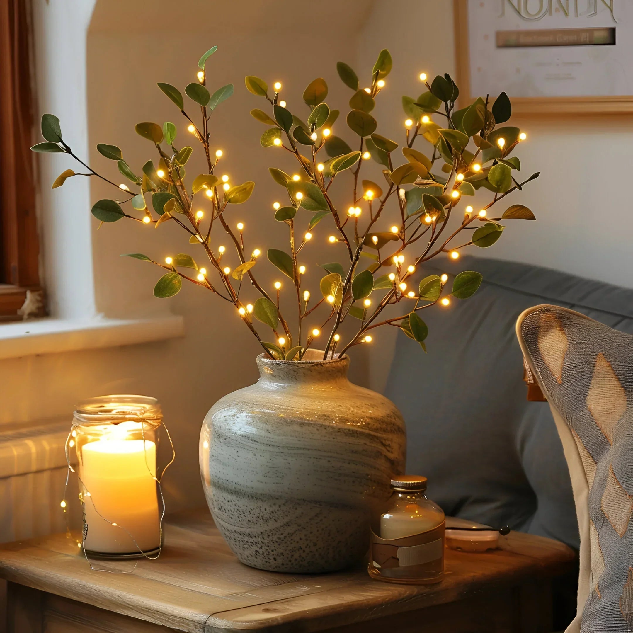 LushGlow – Olive Branch Fairy Lights Table Lamp