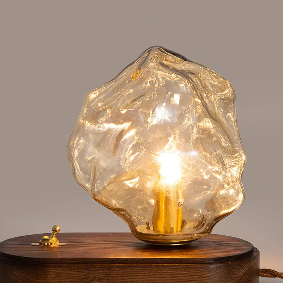 CubeGlow – Modern Ice Cube Table Lamp with Wood Base
