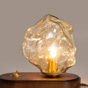 CubeGlow – Modern Ice Cube Table Lamp with Wood Base