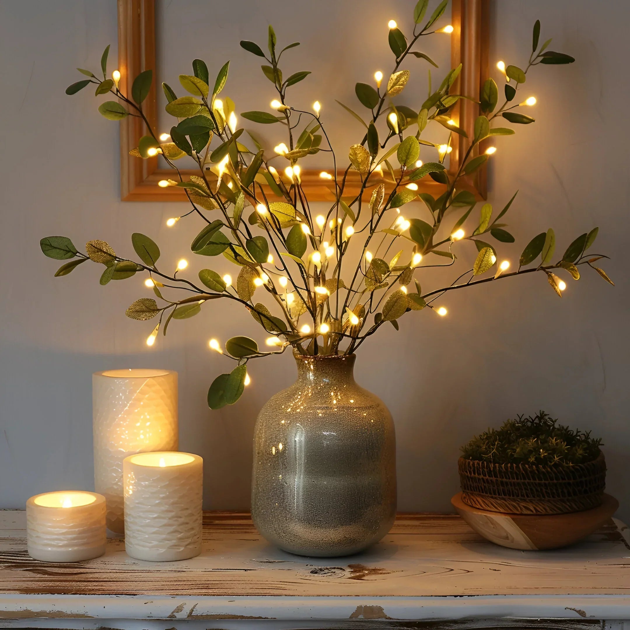 LushGlow – Olive Branch Fairy Lights Table Lamp
